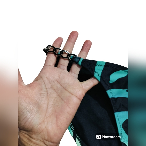 The collection animal print green black swimsuit bikini bottom size L - Picture 3 of 11